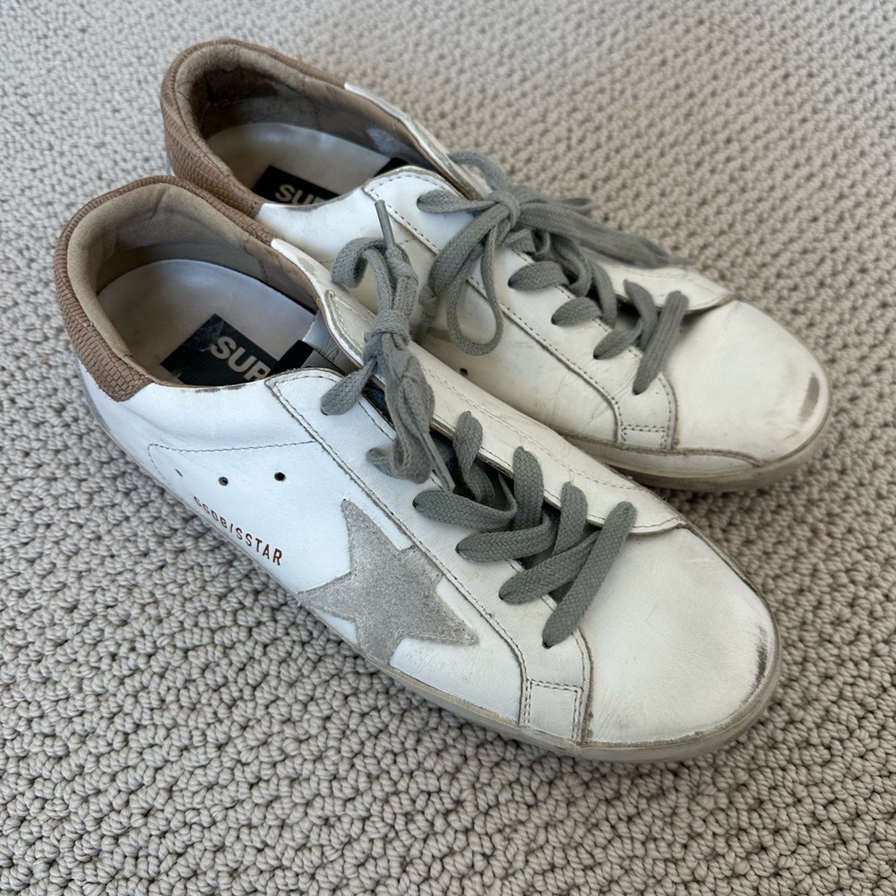 Golden Goose White and Gray Sneakers